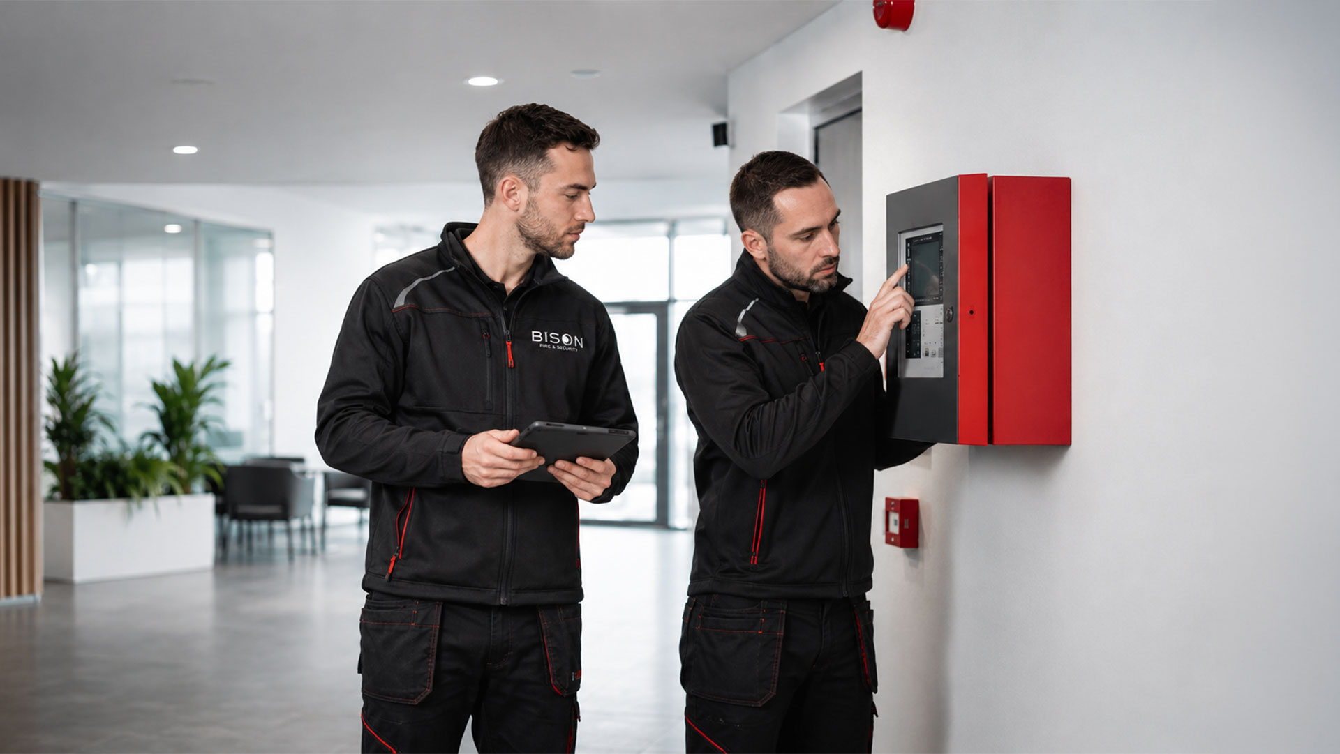 Bison Team Checking Security System